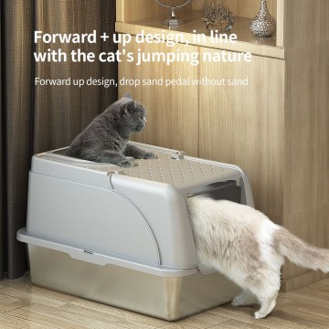 Rubeku Litter Box Hooded Stainless Steel Grey